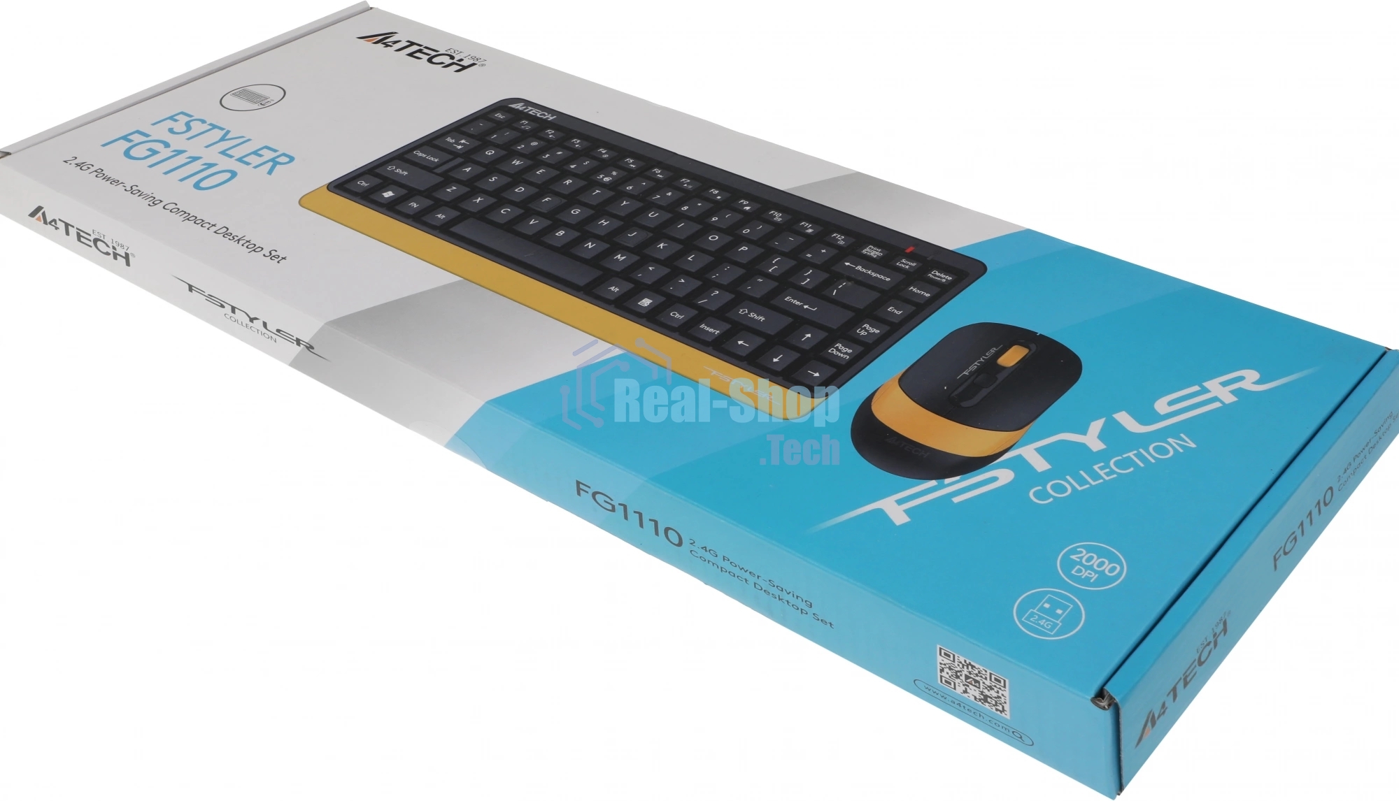 Комплект клавиатура+мышь A4Tech FStyler F1110 Bumblebee проводной, USB, 1200 DPI, жёлтый/чёрный