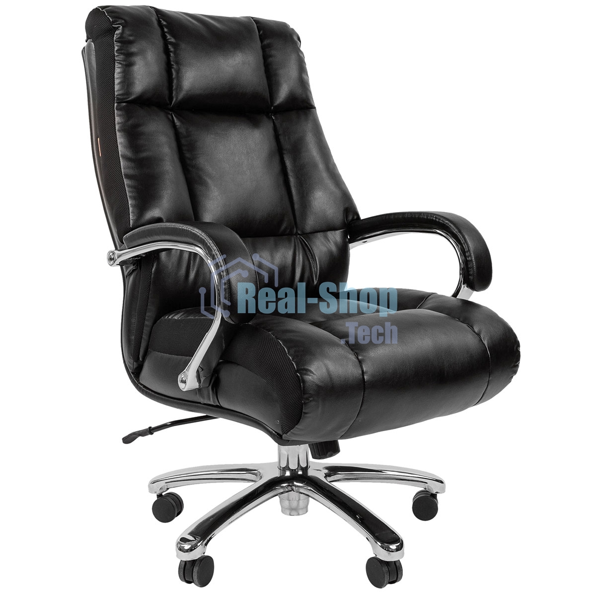 Кресло офисное Chairman 405 экокожа, хромированный металл, газпатрон 4 кл, ролики BIFMA 5,1, механизм качания