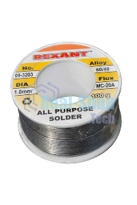 Припой Rexant с канифолью 100 г, Ø1.0 мм катушка, блистер