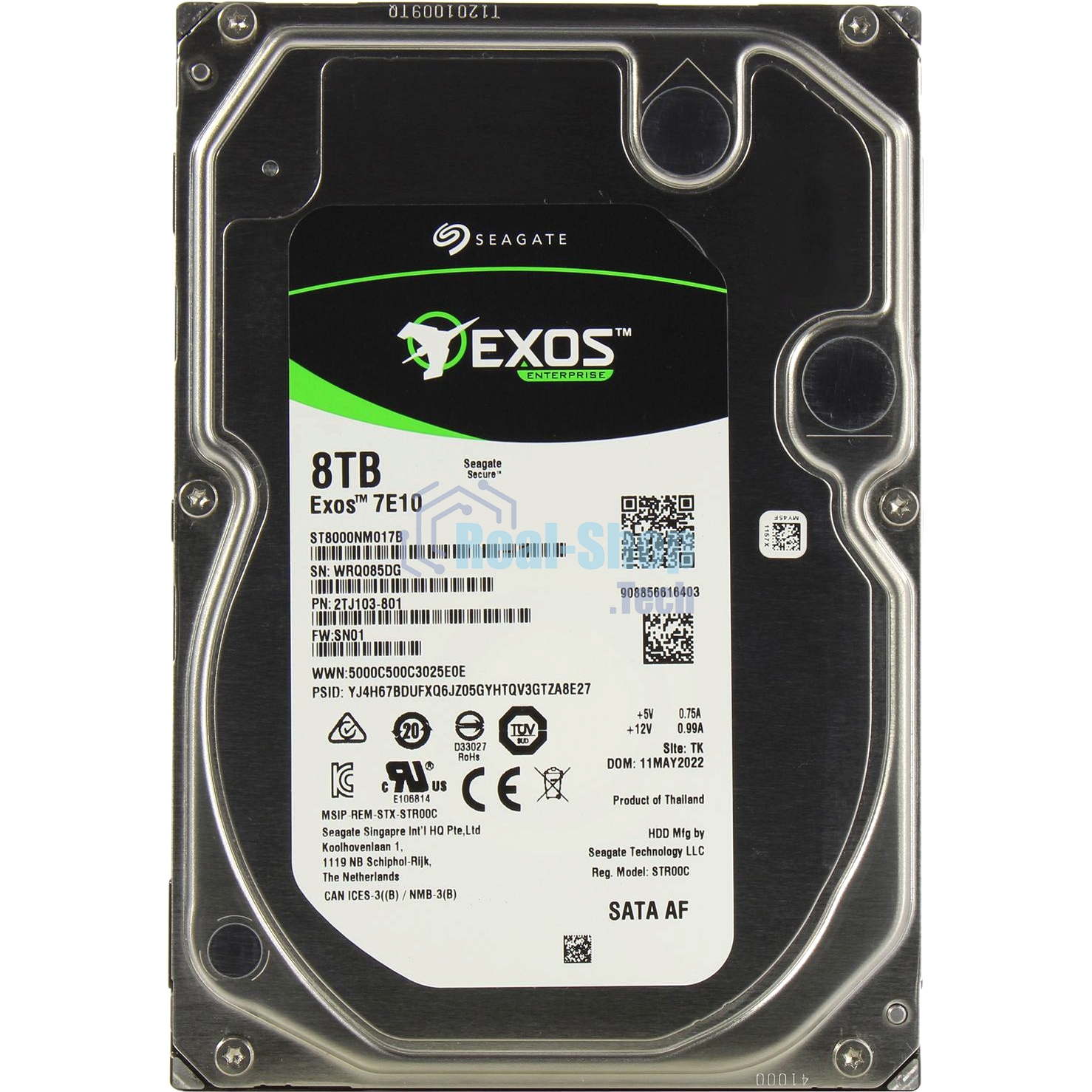 Жесткий диск Seagate Original SATA-III 8Tb ST8000NM017B Exos 7E10 (7200rpm) 256Mb 3.5