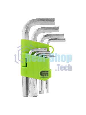 Набор ключей имбусовых HEX Сибртех, 2–12 мм, 45x, закаленные, 9 шт., короткие, никель.