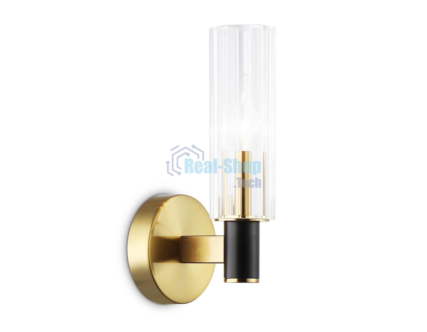 Настенный светильник Ambrella light LH55517 BK/BS/CL черный/латунь/прозрачный E14 max 40W 120*100*250