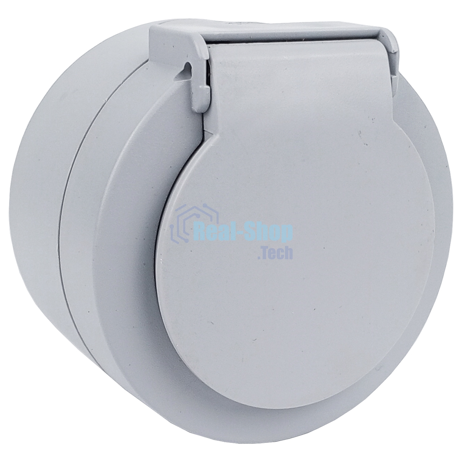 Ovivo Розетка с/з с крышкой, IP54, ОУ, ИксВан (xONE), серый, 406-240000-249