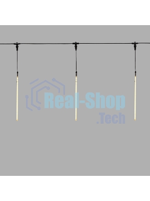 Гирлянда Тающие сосульки комплект 10 шт. х 30см, шаг 100см, 420 LED ТЕПЛЫЙ БЕЛЫЙ, черный каучук, IP65, 24В, соединяется NEON-NIGHT