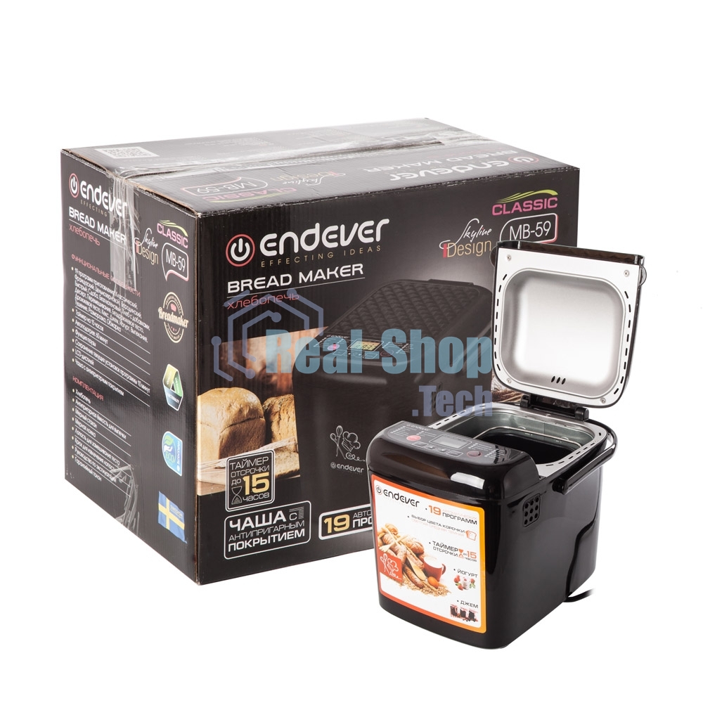 Хлебопечь Endever Skyline MB-59 черный, 550 Вт, 0.6 кг, 19 программ
