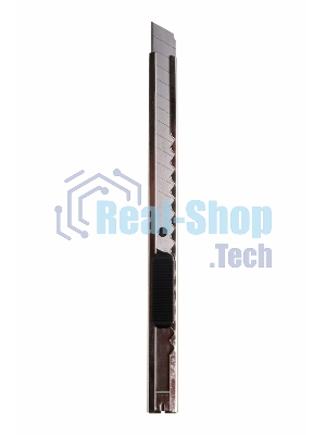 Нож с сегментированным лезвием Rexant 9 мм, корпус металлический, c клипсой