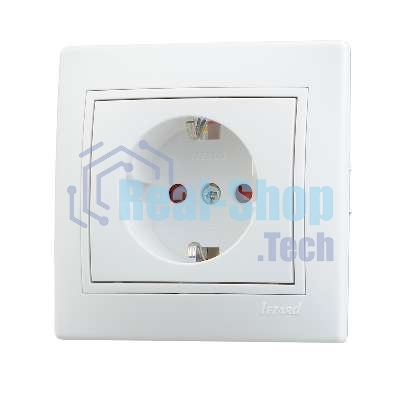 Розетка 1-м СП Мира защ. шторки с заземл. белый/белый Lezard 701-0202-124