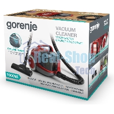 Пылесос Gorenje VC1901GACRCY черный/красный, 280/1900 Вт, уборка сухая, пылесборник контейнер 2.2 л