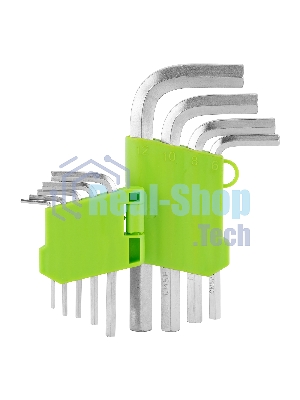 Набор ключей имбусовых HEX Сибртех, 2–12 мм, 45x, закаленные, 9 шт., короткие, никель.