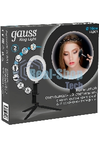 Светильник кольцевой Gauss 10W 600lm 3000-6500K 5V USB IP20 160x23мм черный дим, пульт LED 8