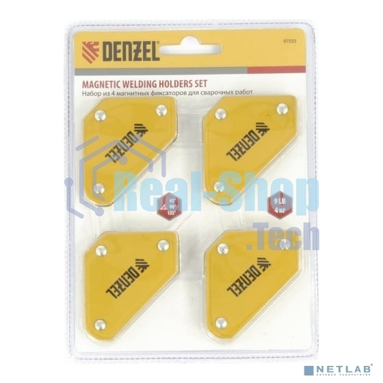 Набор из 4 магнитных фиксаторов для сварочных работ Denzel
