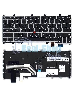 Клавиатура для ноутбука Lenovo IBM ThinkPad Yoga 260, Yoga 370 черная с серебристой рамкой