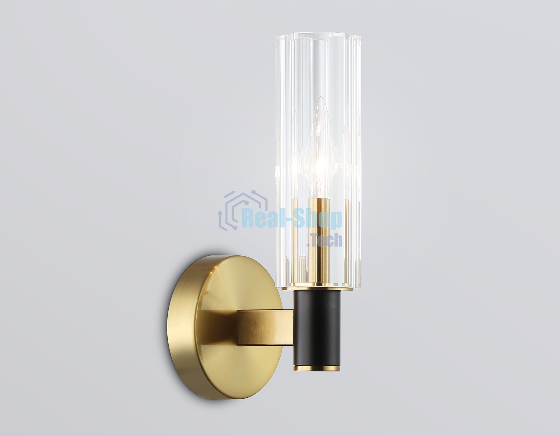 Настенный светильник Ambrella light LH55517 BK/BS/CL черный/латунь/прозрачный E14 max 40W 120*100*250
