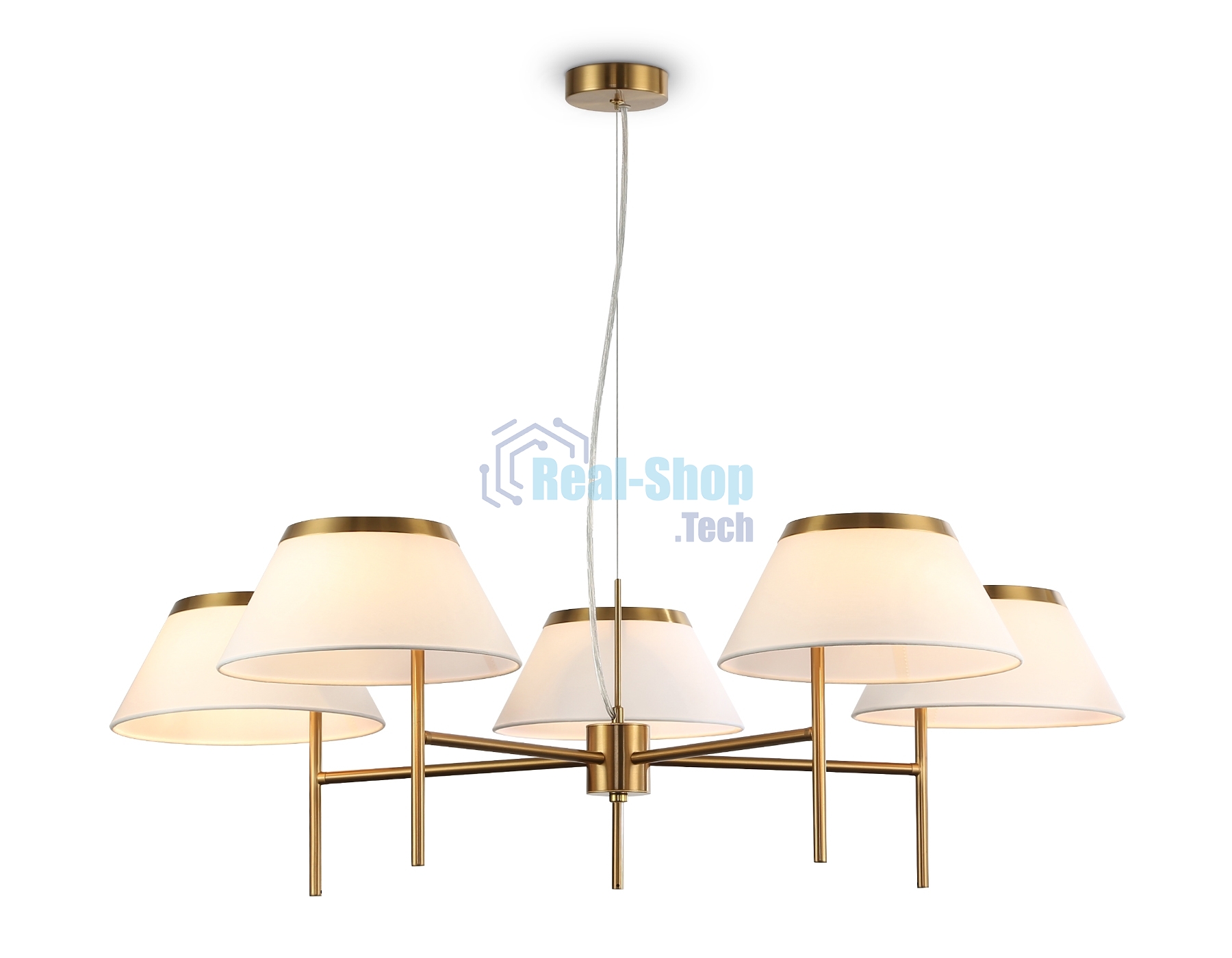 Люстра Ambrella light LH72473/5 BS/WH латунь/белый Е14/5 max 40W D1000*290-1080