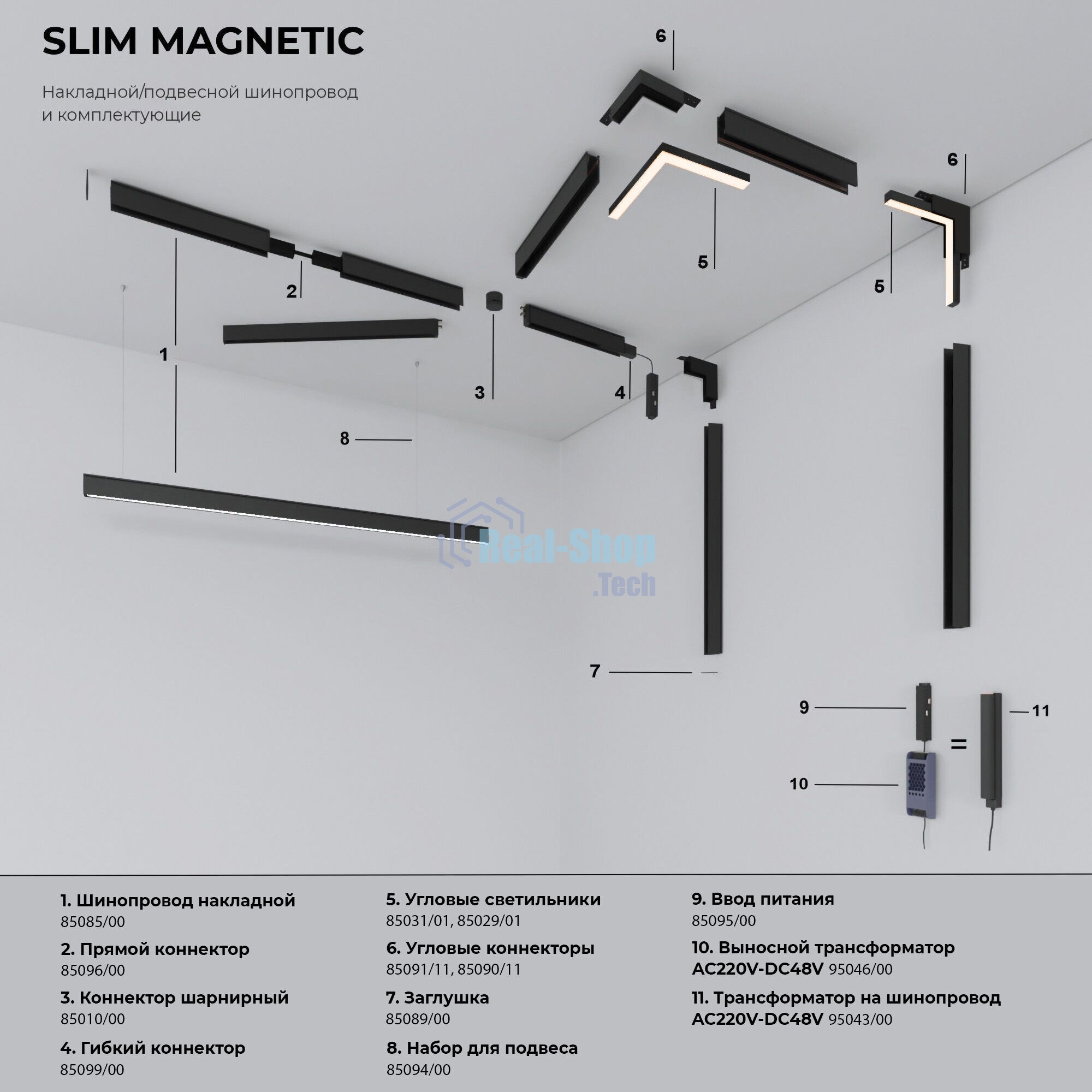 Трековый светильник Slim Magnetic R03 20W 3000K (черный) 85013/01