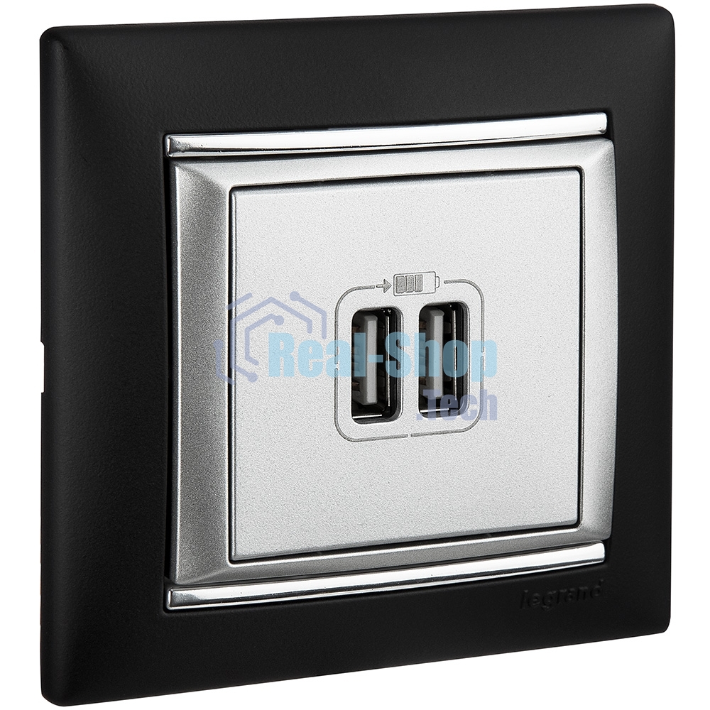Розетка 2-ая USB 770270 Legrand Valena Алюминий