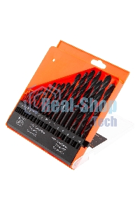 Набор сверл по металлу Sparta 1-10 мм (через 0,5 мм), HSS, 19 шт, пласт. бокс, цилин. хвостовик