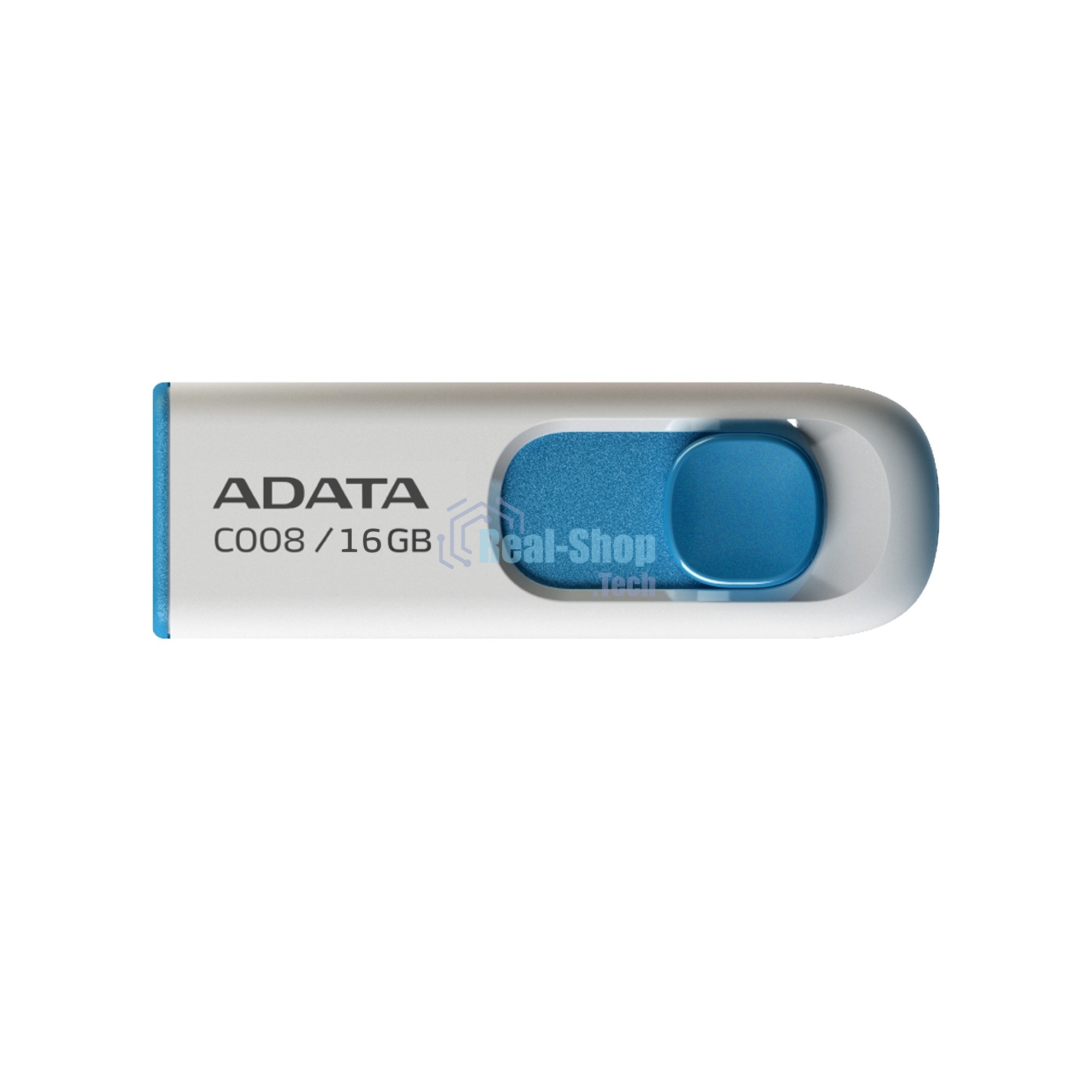 Флешка USB ADATA C008 (AC008-16G-RWE), 16Gb, USB 2.0, R/W 15/5, белый/синий