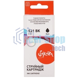 Картридж струйный Sakura 2933B004 (521 BK) для Canon, черный, 8,4 мл., 3127 к.