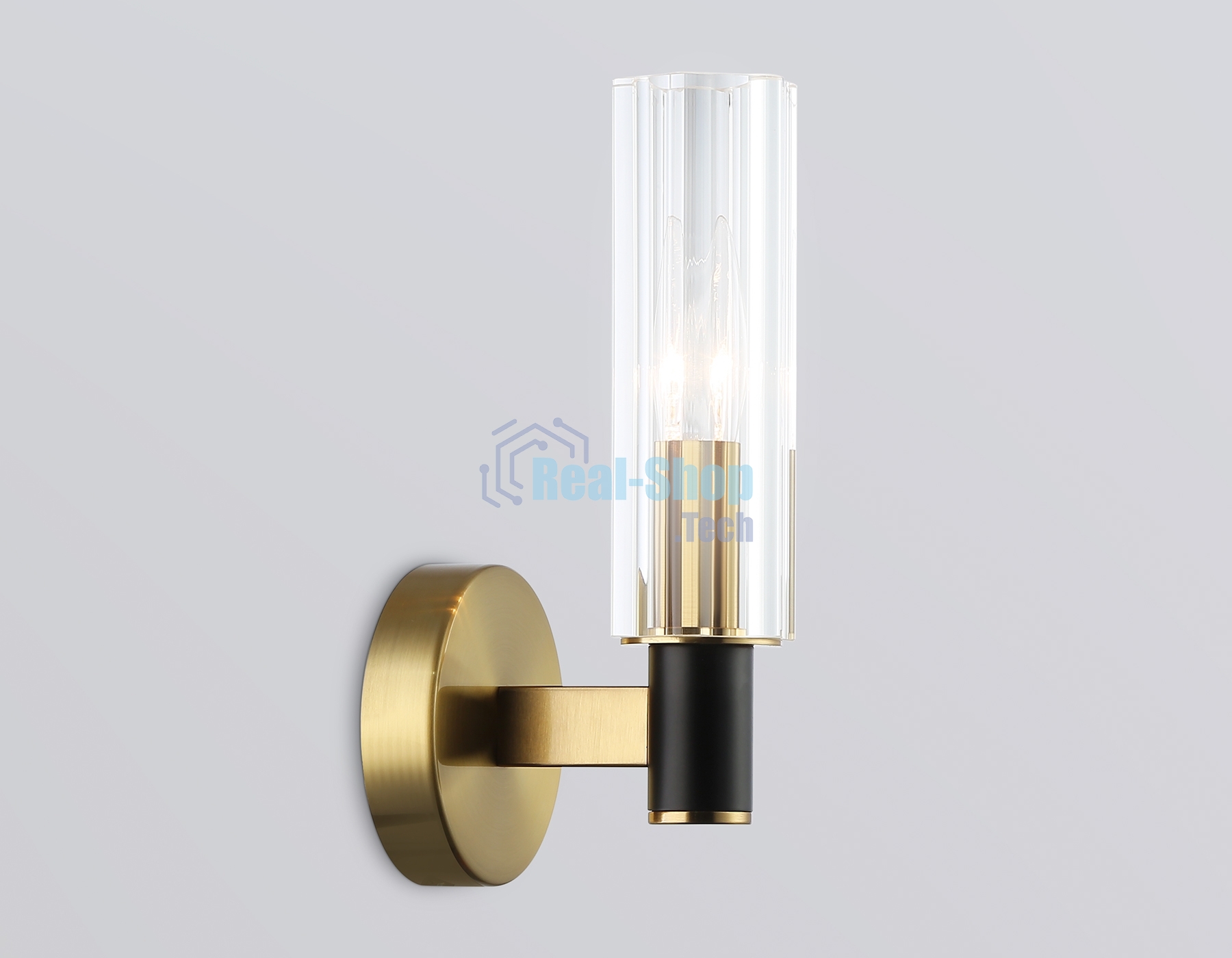 Настенный светильник Ambrella light LH55517 BK/BS/CL черный/латунь/прозрачный E14 max 40W 120*100*250