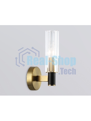 Настенный светильник Ambrella light LH55517 BK/BS/CL черный/латунь/прозрачный E14 max 40W 120*100*250