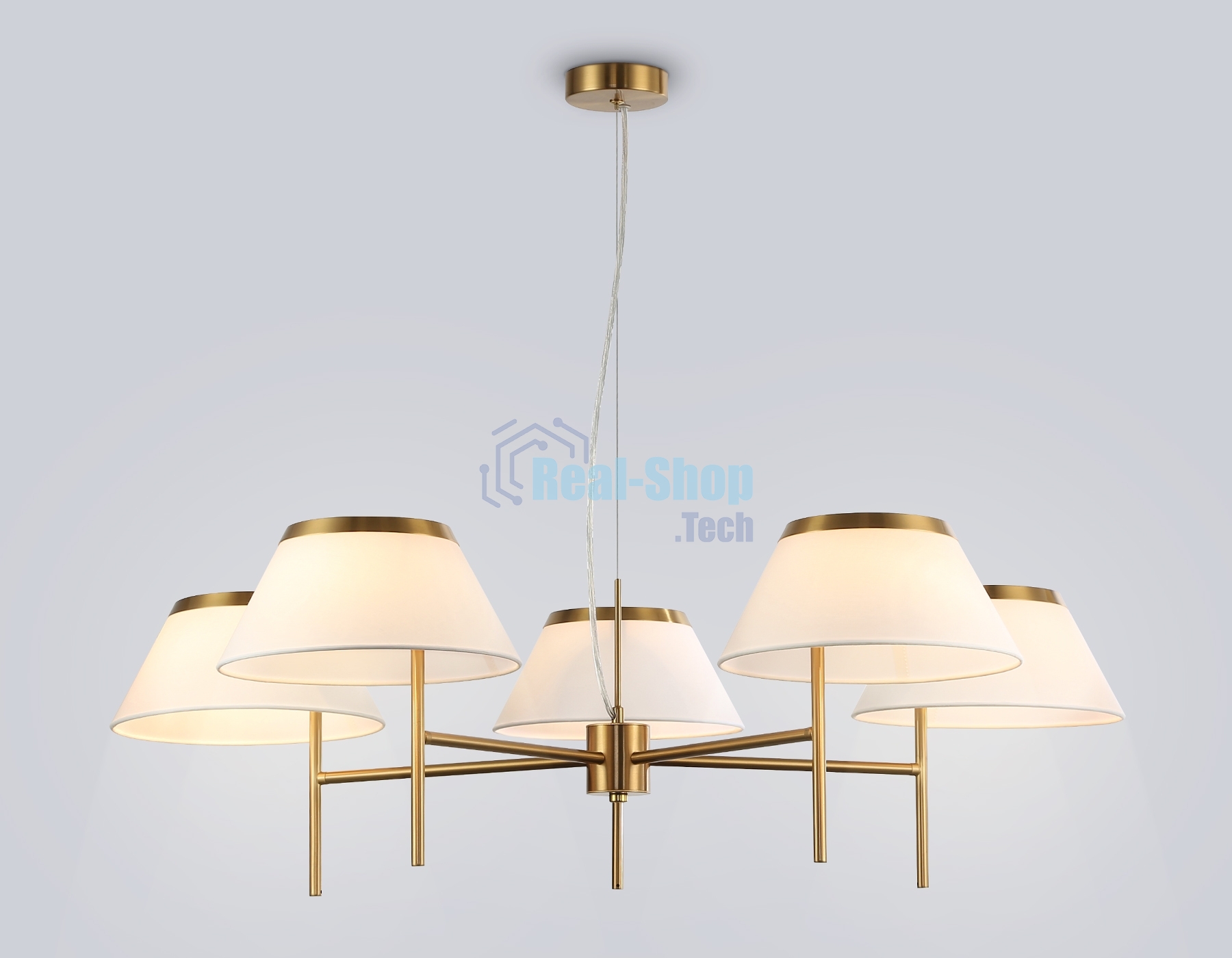 Люстра Ambrella light LH72473/5 BS/WH латунь/белый Е14/5 max 40W D1000*290-1080