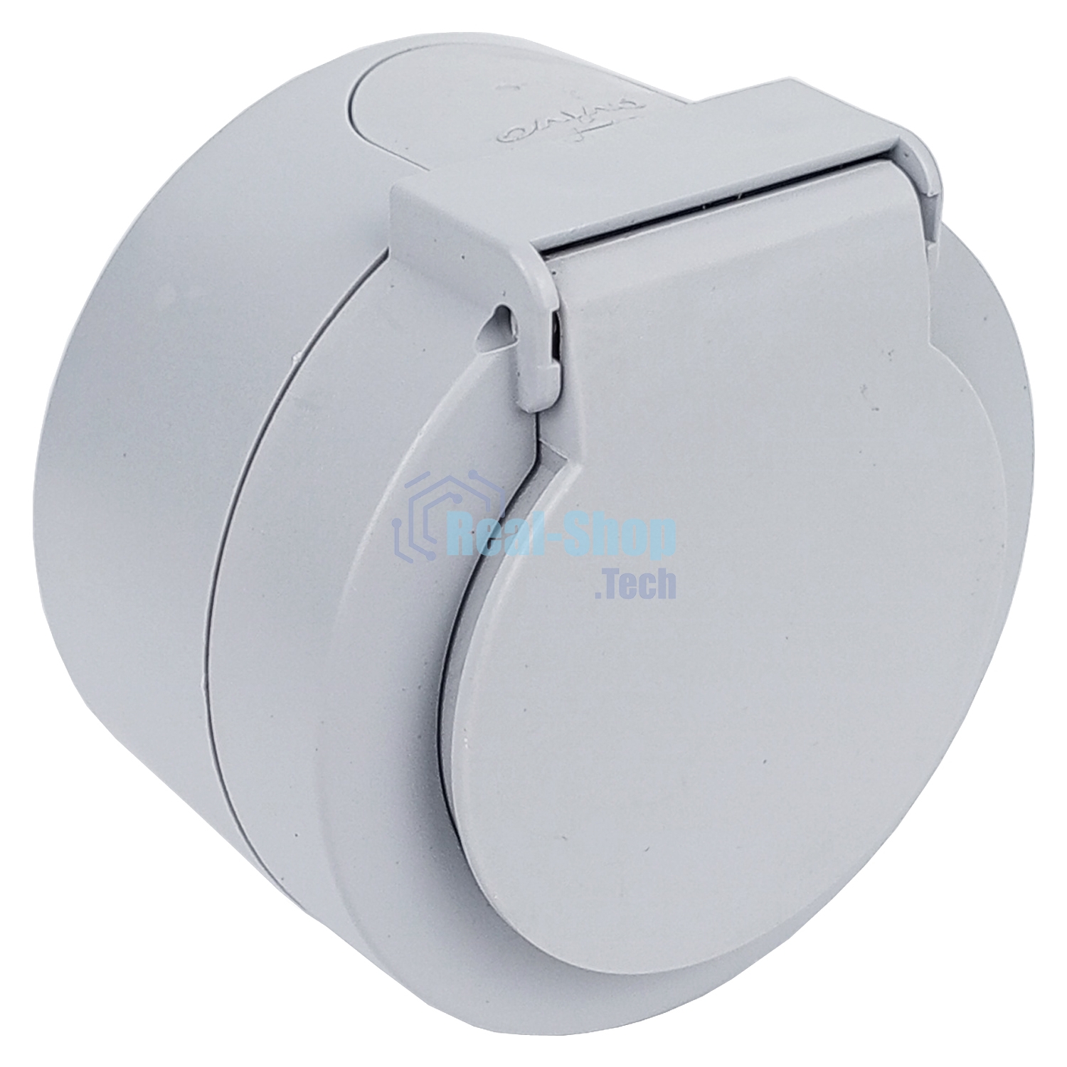 Ovivo Розетка с/з с крышкой, IP54, ОУ, ИксВан (xONE), серый, 406-240000-249