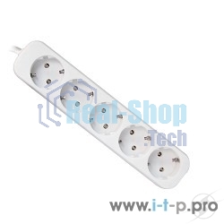 Удлинитель Defender E550 белый 5.0 м, 5 розеток 