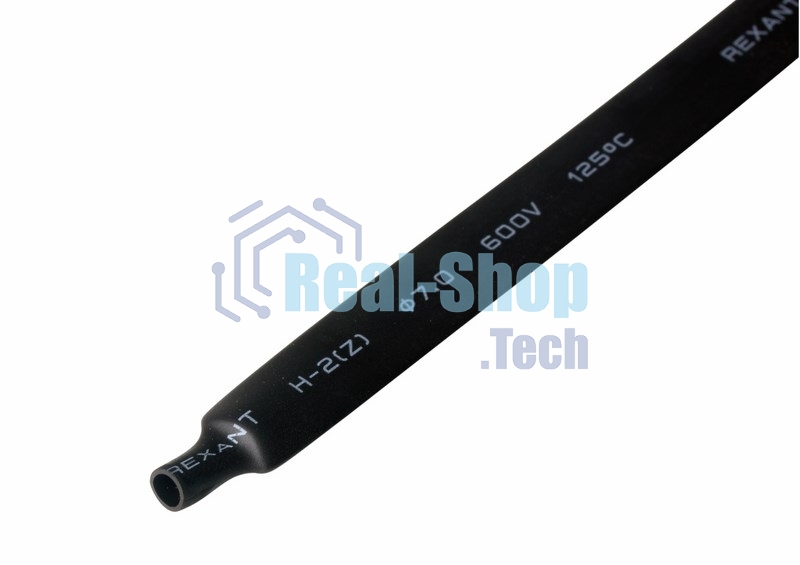Термоусаживаемая трубка Rexant 7,0/3,5 мм, черная, упаковка 50 шт. по 1 м