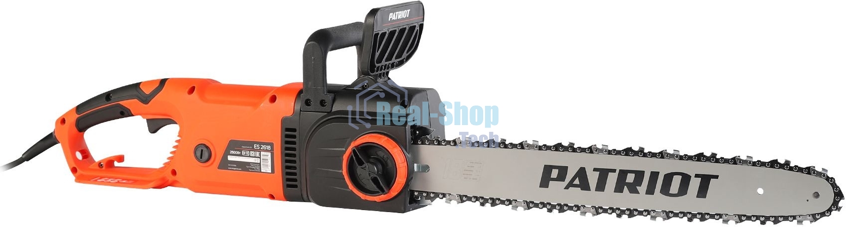Пила цепная электрическая PATRIOT ES 2618, 2.5кВт,18' шина, продольный двигатель, плавный пуск, бесключевая натяжка цепи