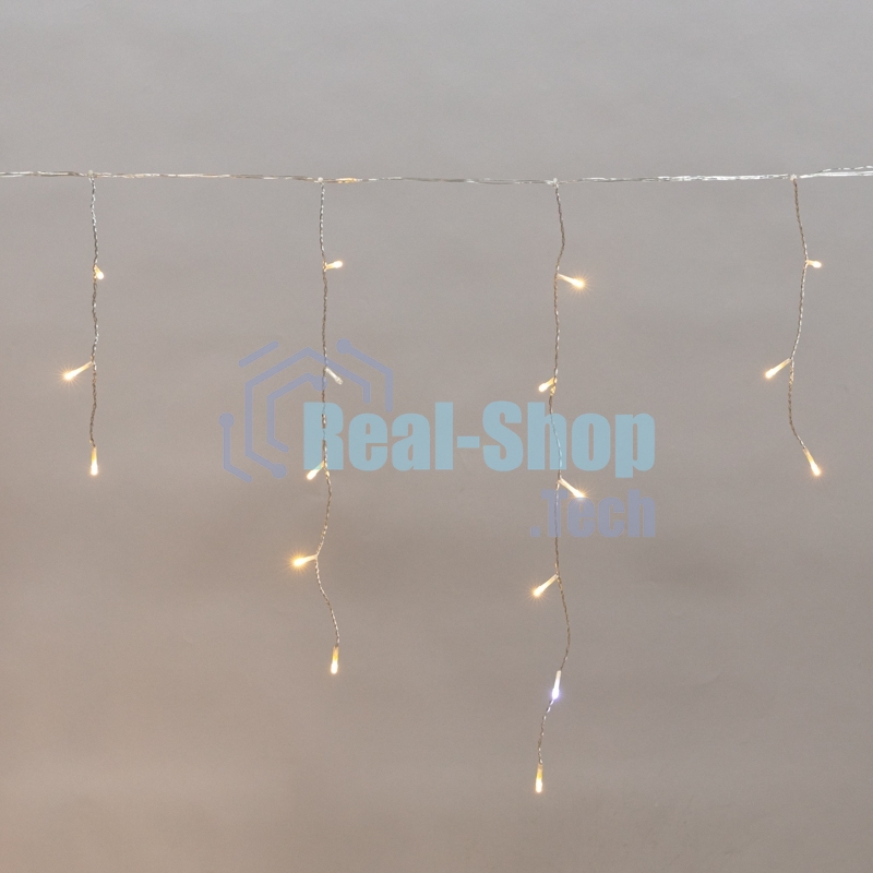 Гирлянда светодиодная Neon-night Айсикл (бахрома) 5х0,6м, с эффектом мерцания, прозрачный провод, IP44, 230В, диоды теплые белые, 112LED