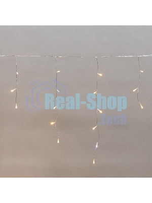 Гирлянда светодиодная Neon-night Айсикл (бахрома) 5х0,6м, с эффектом мерцания, прозрачный провод, IP44, 230В, диоды теплые белые, 112LED
