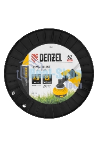 Леска для триммера Denzel двухкомпонентная квадрат, 4,0мм х 62м, на DIN катушке EXTRA CORD