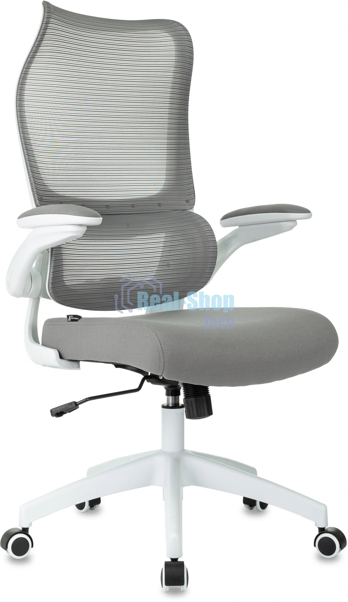 Кресло руководителя Бюрократ Sigma WH 1 серый, сетка/ткань, крестов. пластик, пластик белый