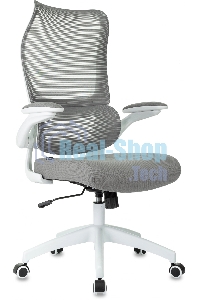 Кресло руководителя Бюрократ Sigma WH 1 серый, сетка/ткань, крестов. пластик, пластик белый
