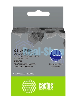 Картридж ленточный Cactus CS-LK6WBN черный, 24мм, 9м для Epson LW700/LW600P/LW1000P/Z700/Z900
