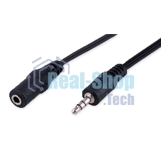 Кабель-удлинитель аудио Cablexpert CCA-423-2M-N, Jack 3.5(M)/Jack 3.5(F), 2м, черный, пакет