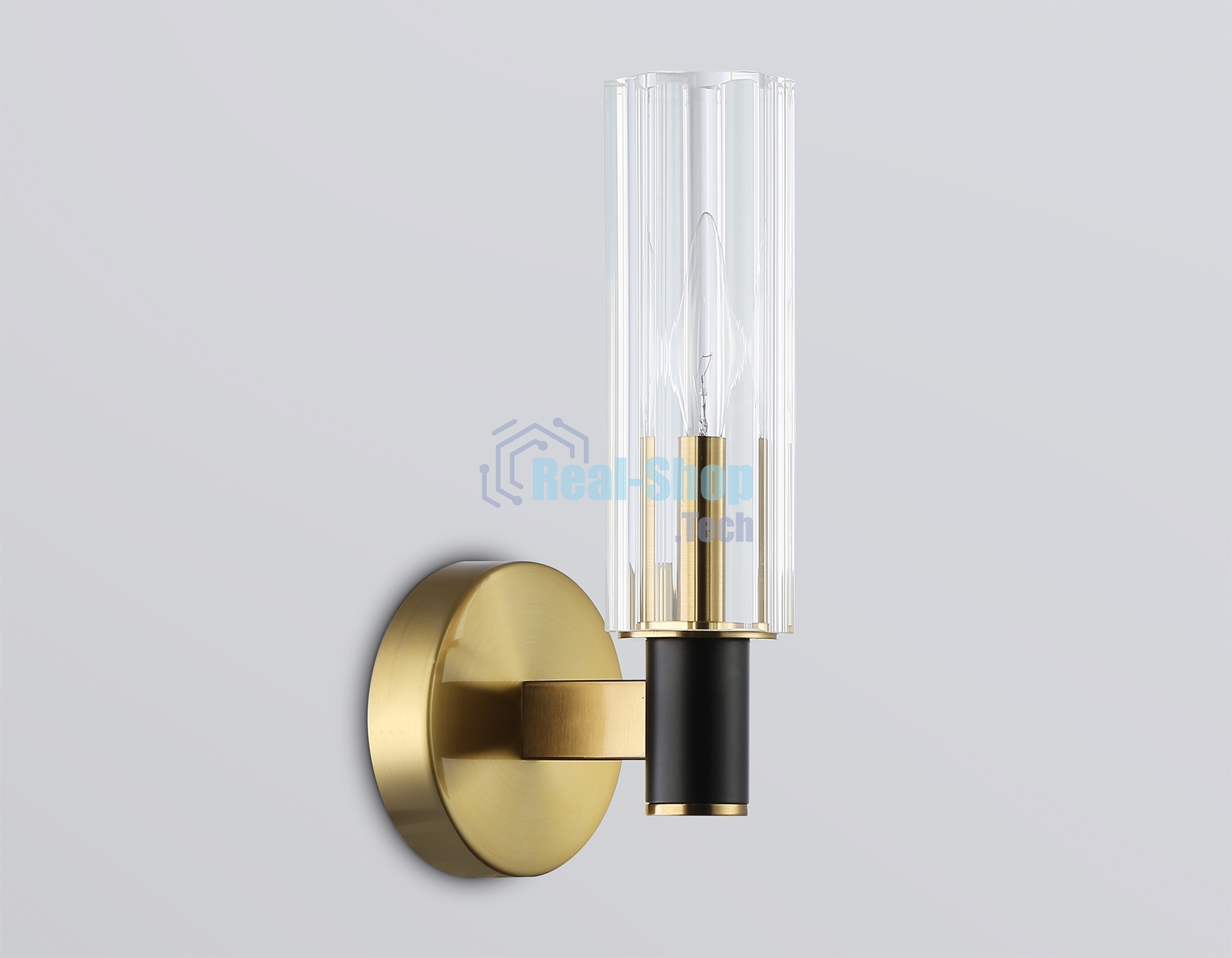 Настенный светильник Ambrella light LH55517 BK/BS/CL черный/латунь/прозрачный E14 max 40W 120*100*250