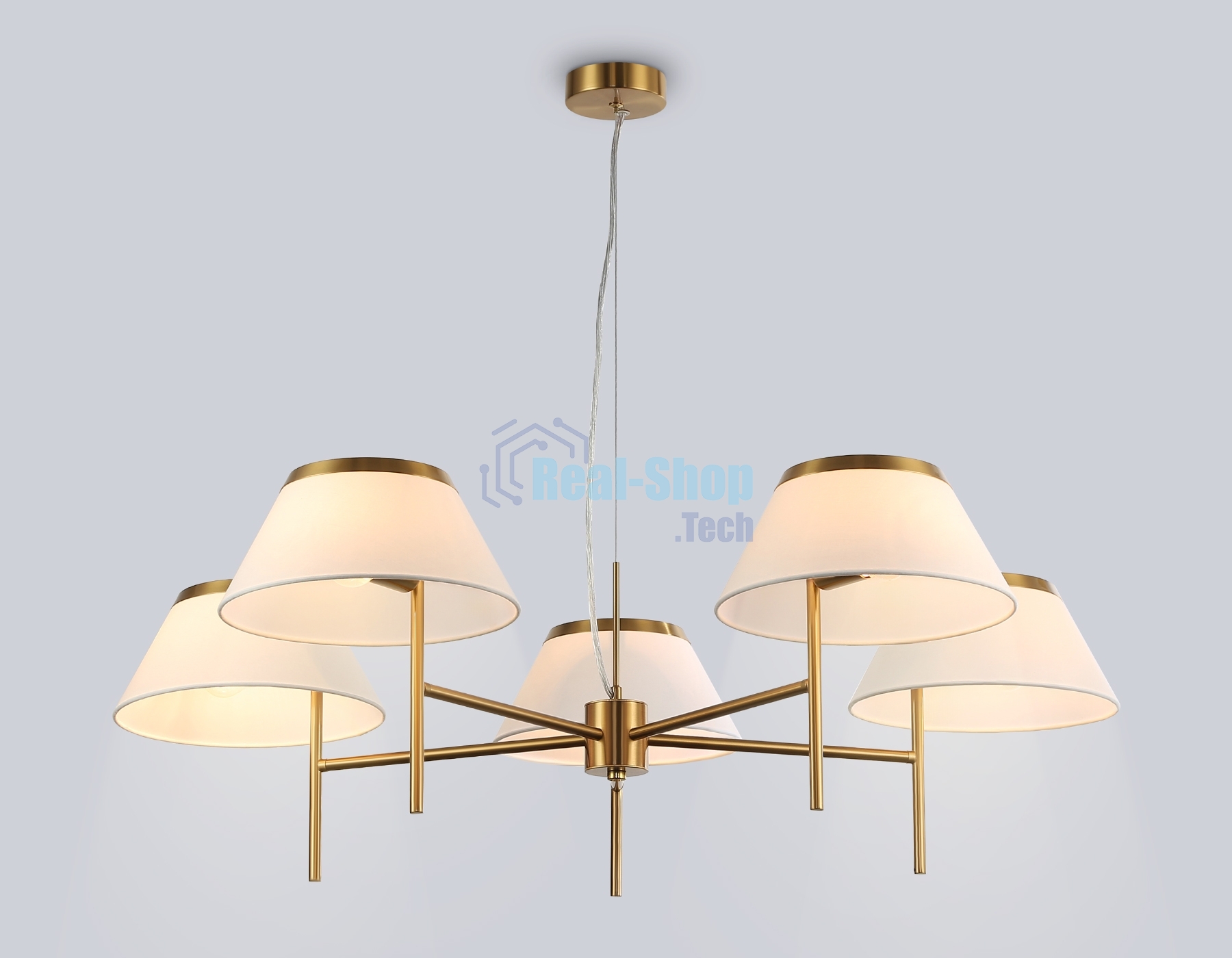 Люстра Ambrella light LH72473/5 BS/WH латунь/белый Е14/5 max 40W D1000*290-1080
