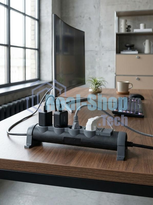 Удлинитель У06К 6 мест 2P+PE 3м 3х1,5мм2 16А черный COMFORT