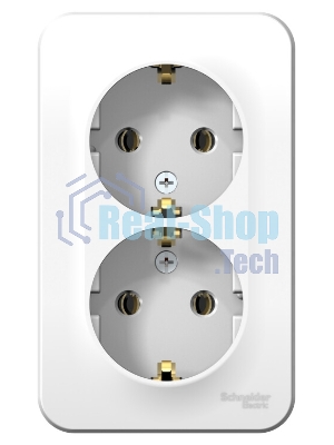 Розетка Schneider-electric BLNRA010201 Blanca О/У двойная с заземлением без шторок, 16А, 250В, белый