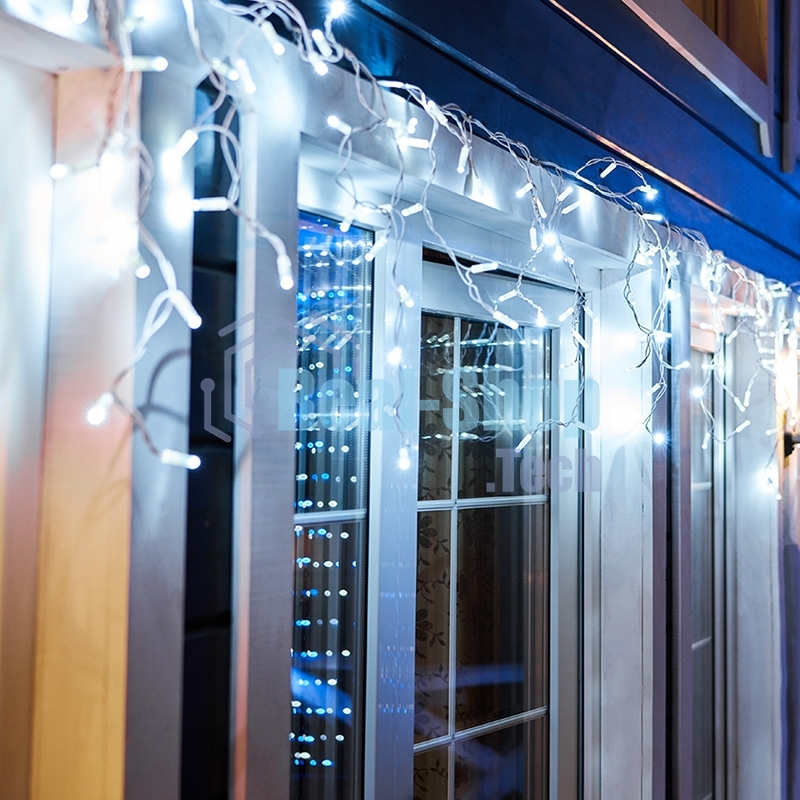 Новогодние светоукрашения Neon-night Гирлянда Айсикл (бахрома) светодиодный, 4,8 х 0,6 м, белый провод, 220В, диоды белые