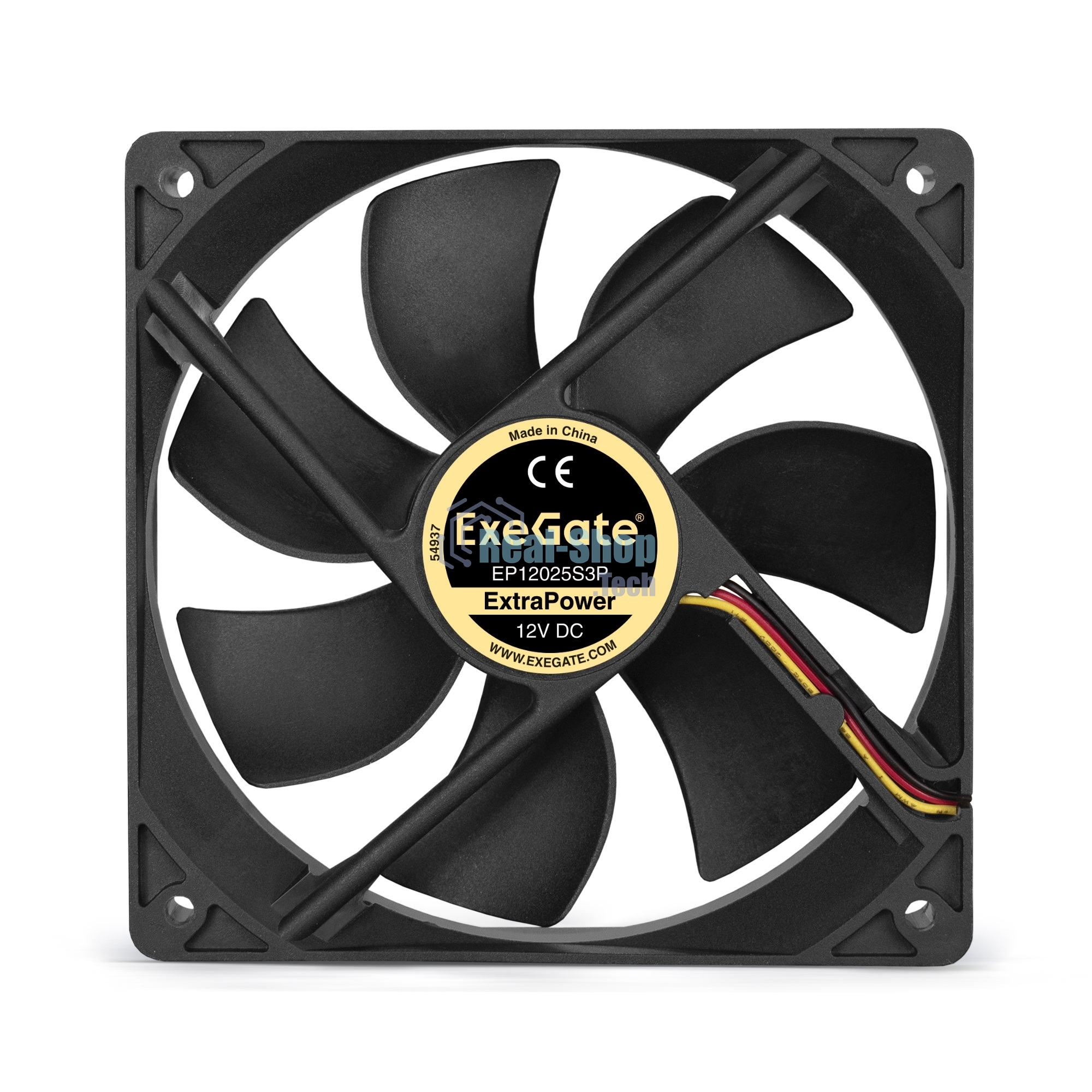 Вентилятор для корпуса ExeGate ExtraPower EP12025S3P черный, 120 мм, 1800 об/мин, 28 дБ, 3 pin