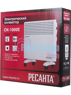 Конвектор электрический Ресанта ОК-1000Е белый, 1000 Вт, 10 м2, термостат, дисплей