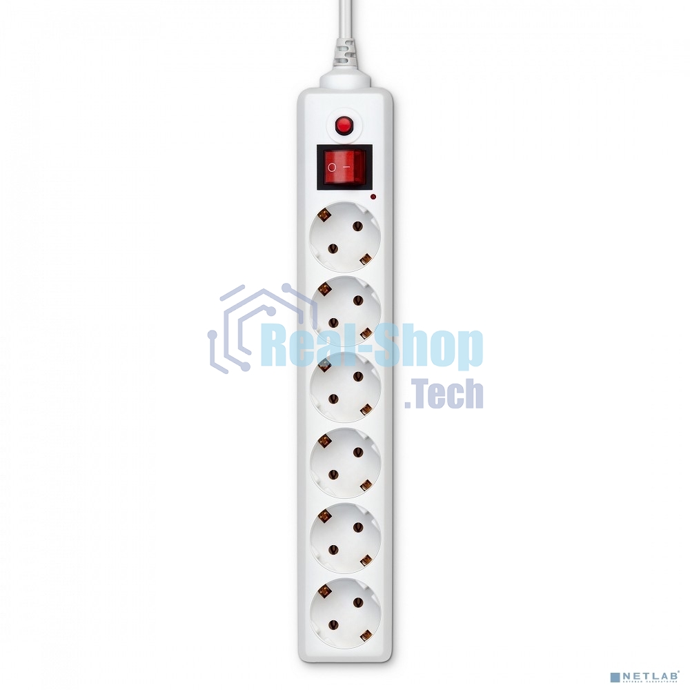 Сетевой фильтр Buro 600SH-1.8-W 1.8 м (6 розеток) белый (коробка)