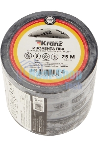 Изолента ПВХ Kranz 0.13х15 мм, 25 м, черная