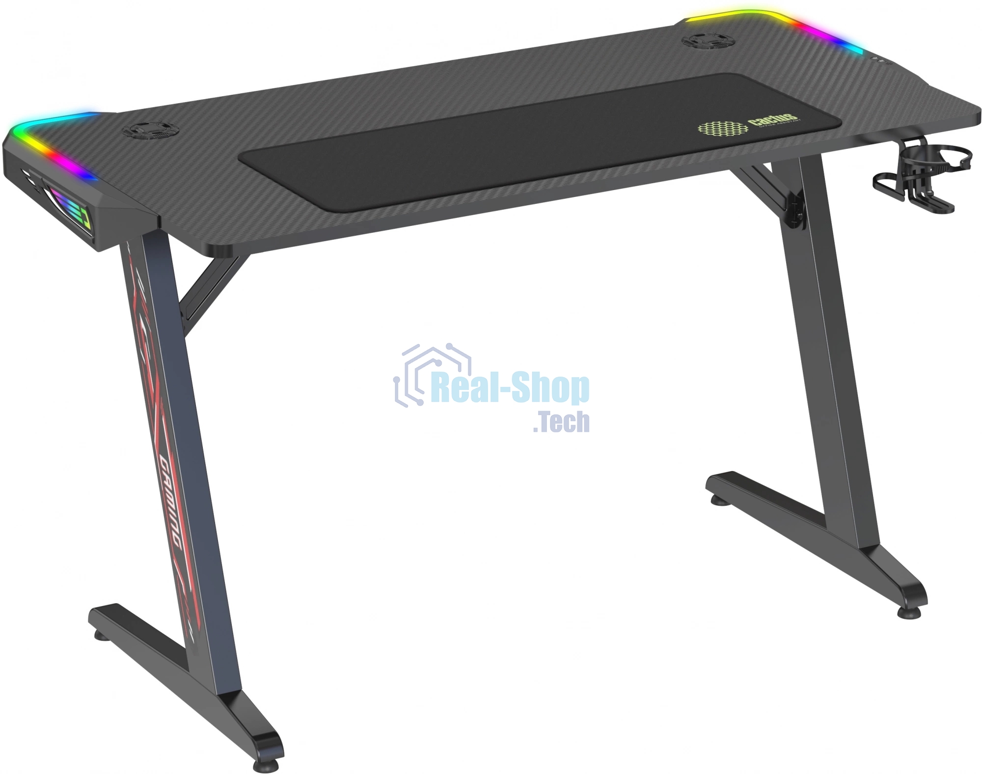 Стол игровой Cactus CS-GTZ-BK-RGb столешница ДСП, черный каркас черный