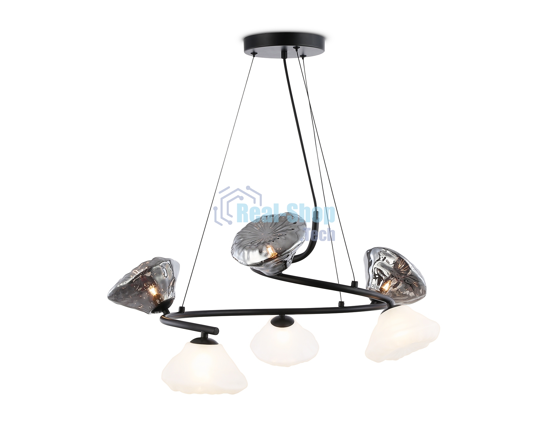 Светильник Ambrella light LH15003/6 BK/FR/SM черный/белый матовый/дымчатый G9*6 max 40W D630*1150