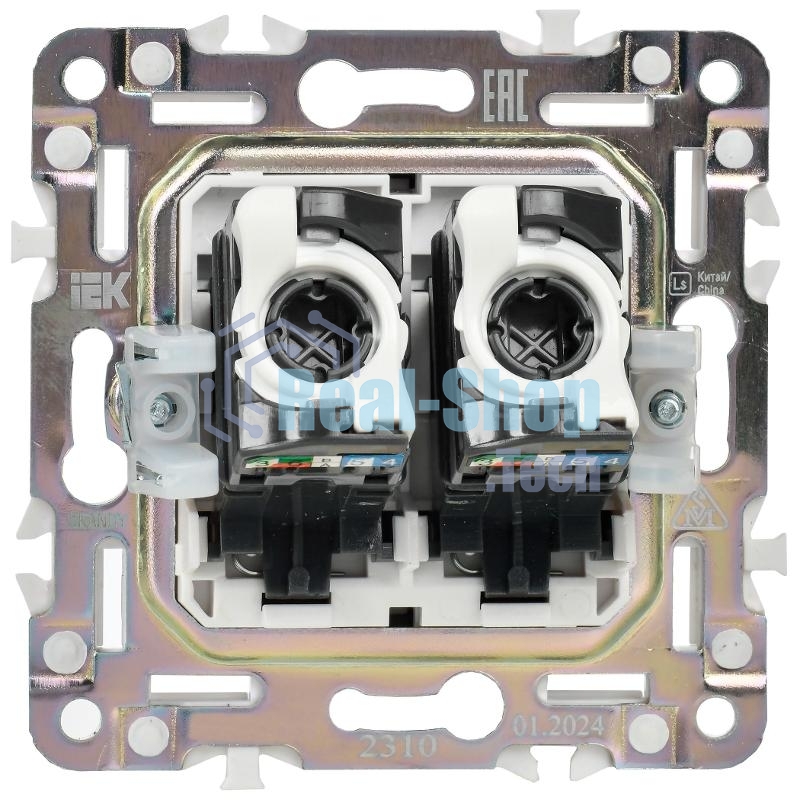 SKANDY Розетка компьютерная 2-местная RJ45 кат.5E SK-K03N никель | SK-K20-1-K50 | IEK