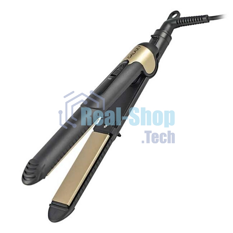 Щипцы для волос Galaxy Line GL 4519, черный, 40 Вт, максимальная температура 180°С, керамическое покрытие поверхностей, индикатор работы, ножка-подставка для обеспечения защиты от нагрева поверхности стола, шнур питания, вращающийся на 360°, подвесная пет